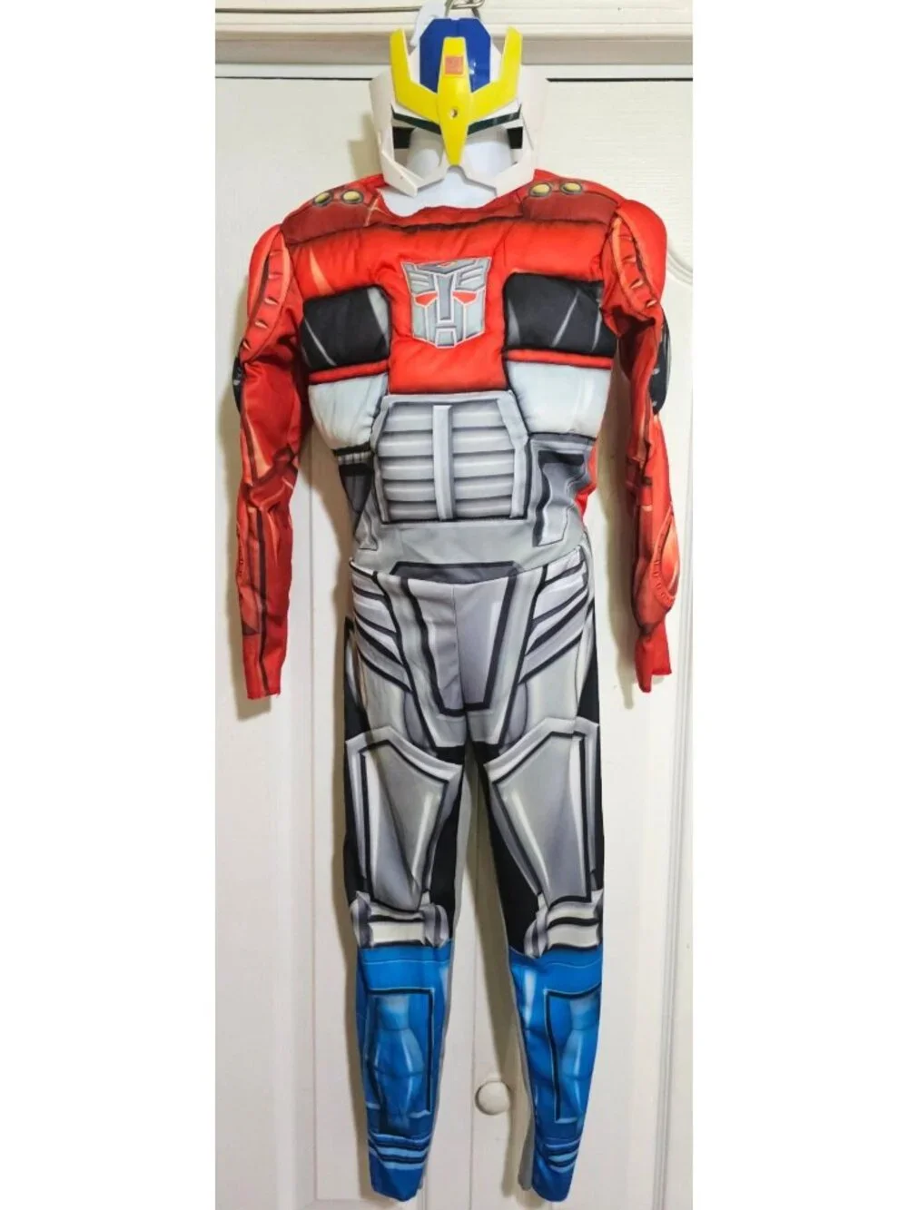 Transformers Rescue Bots Optimus Prime Muscle Jumpsuit Mask Costume Kids 4-6
